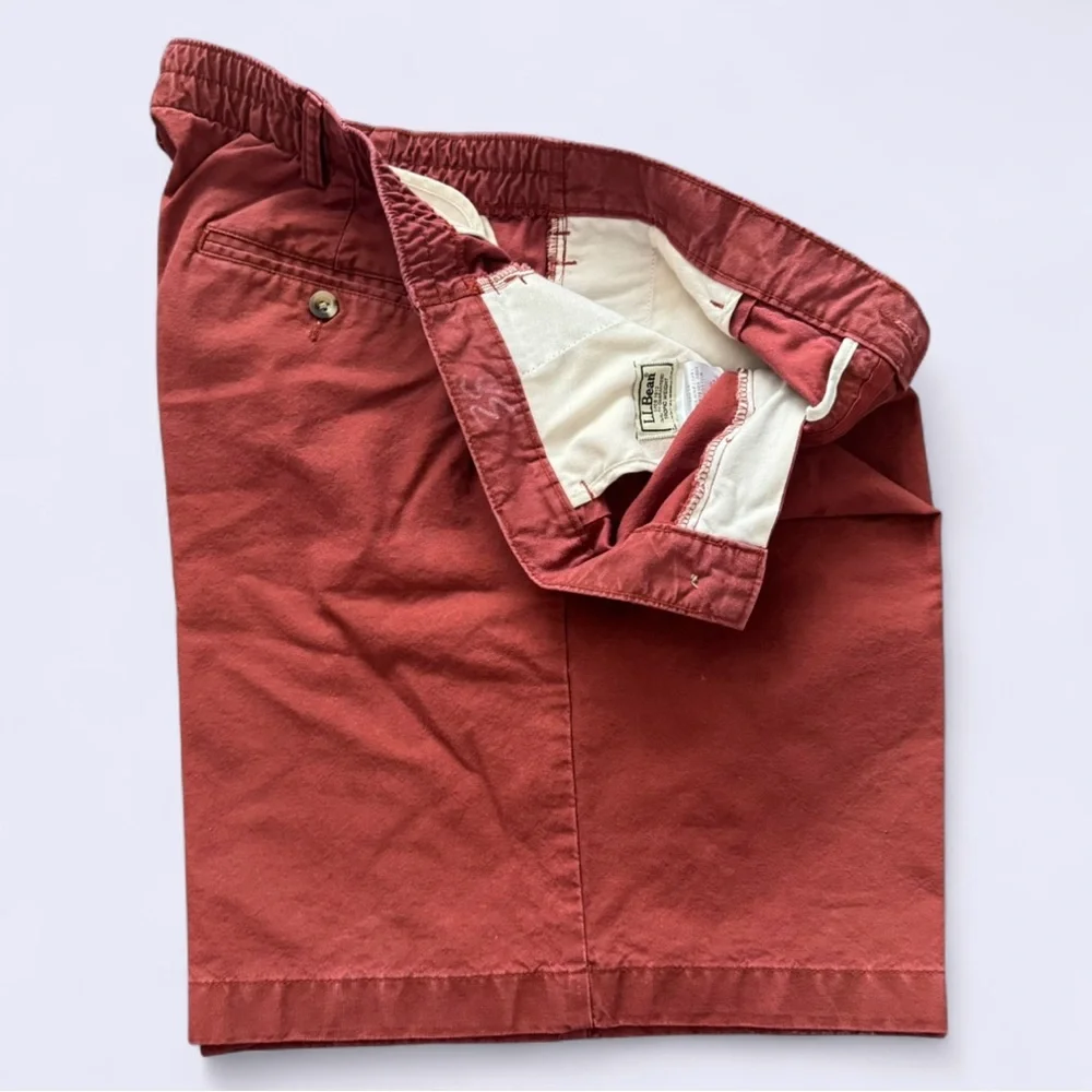 L.L. Bean Tropic Weight Cotton Shorts‎ Men's 38 Brick Red Pleated Classic Fit